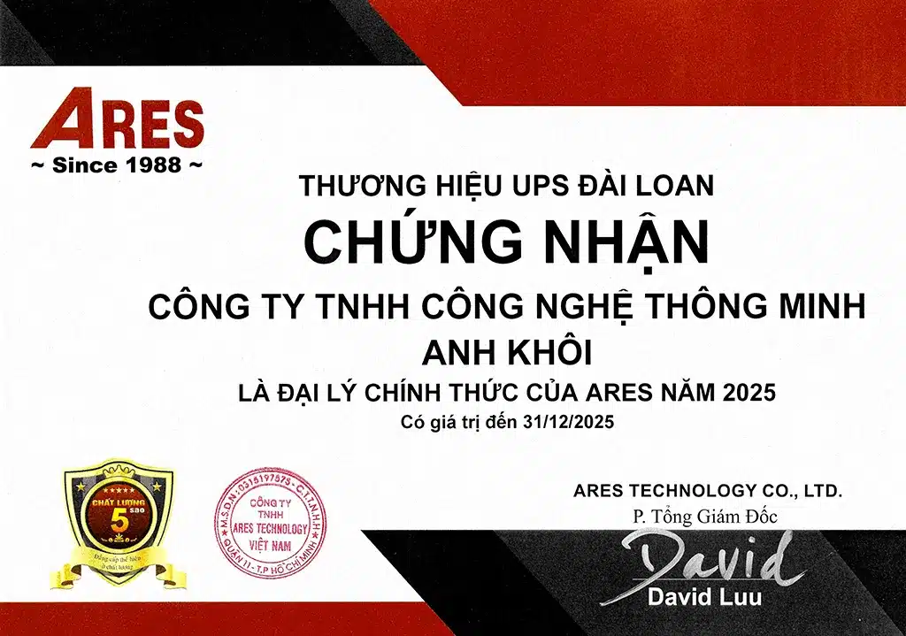 Công Ty TNHH Công Nghệ Thông Minh Anh Khôi Chính Thức Trở Thành Đại Lý ARES UPS Đài Loan Năm 2025