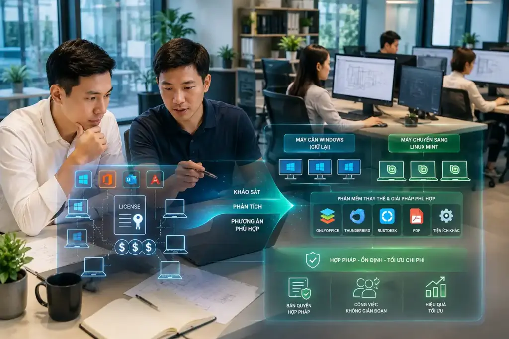 Vi phạm bản quyền phần mềm là bài toán mà nhiều doanh nghiệp phải quan tâm khi muốn rà soát và chuẩn hóa môi trường CNTT, đặc biệt khi hệ thống đang sử dụng nhiều phần mềm thương mại với chi phí license không nhỏ.