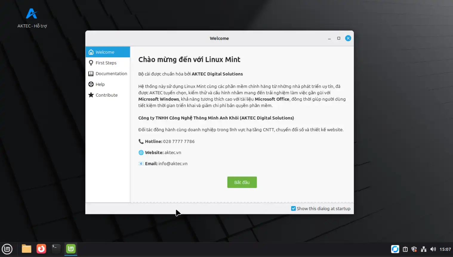 Cửa sổ Welcome – Chào mừng đến với Linux Mint