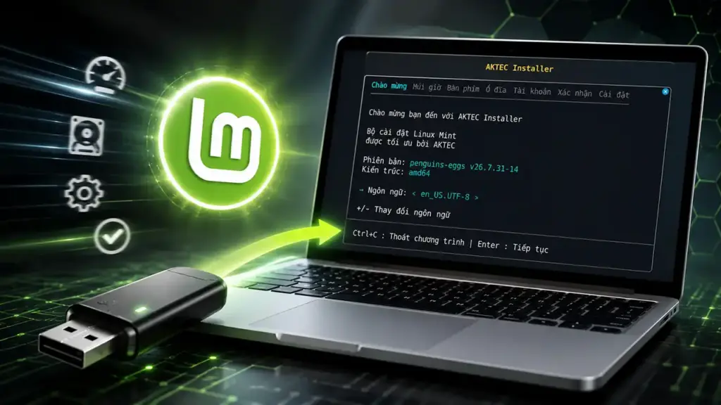 Hướng dẫn cài đặt Bộ cài Linux AKTEC từ USB Boot