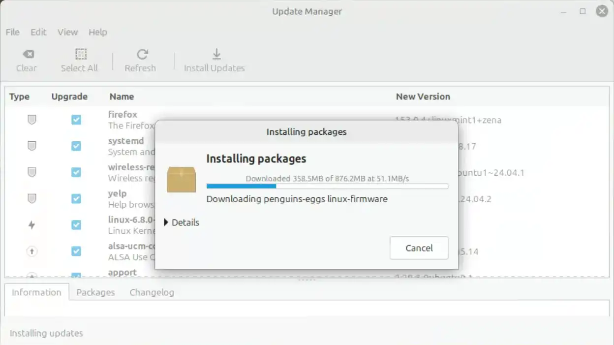 Cài đặt bản cập nhật hệ thống Linux