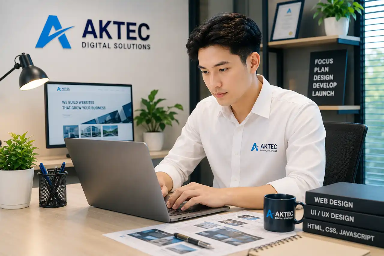 Nhân viên AKTEC thiết kế website cho doanh nghiệp