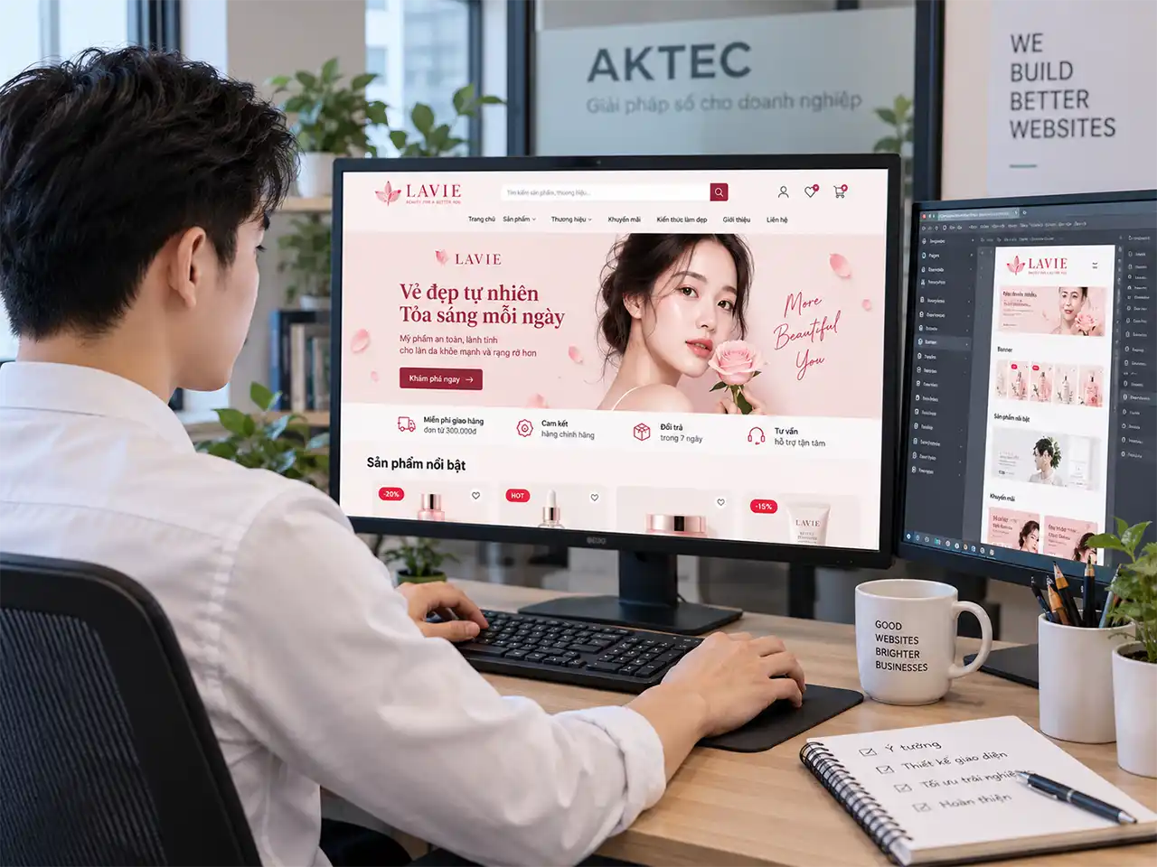 AKTEC đồng hành cùng bạn với mẫu website bán hàng mỹ phẩm LAVIE