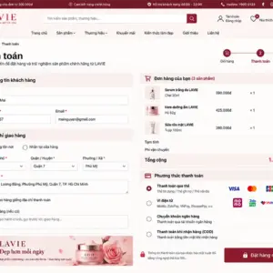 Thanh toán trực tuyến trên website bán mỹ phẩm LAVIE