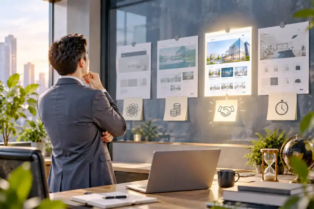 Chủ doanh nghiệp tìm kiếm dịch vụ thiết kế website trọn gói
