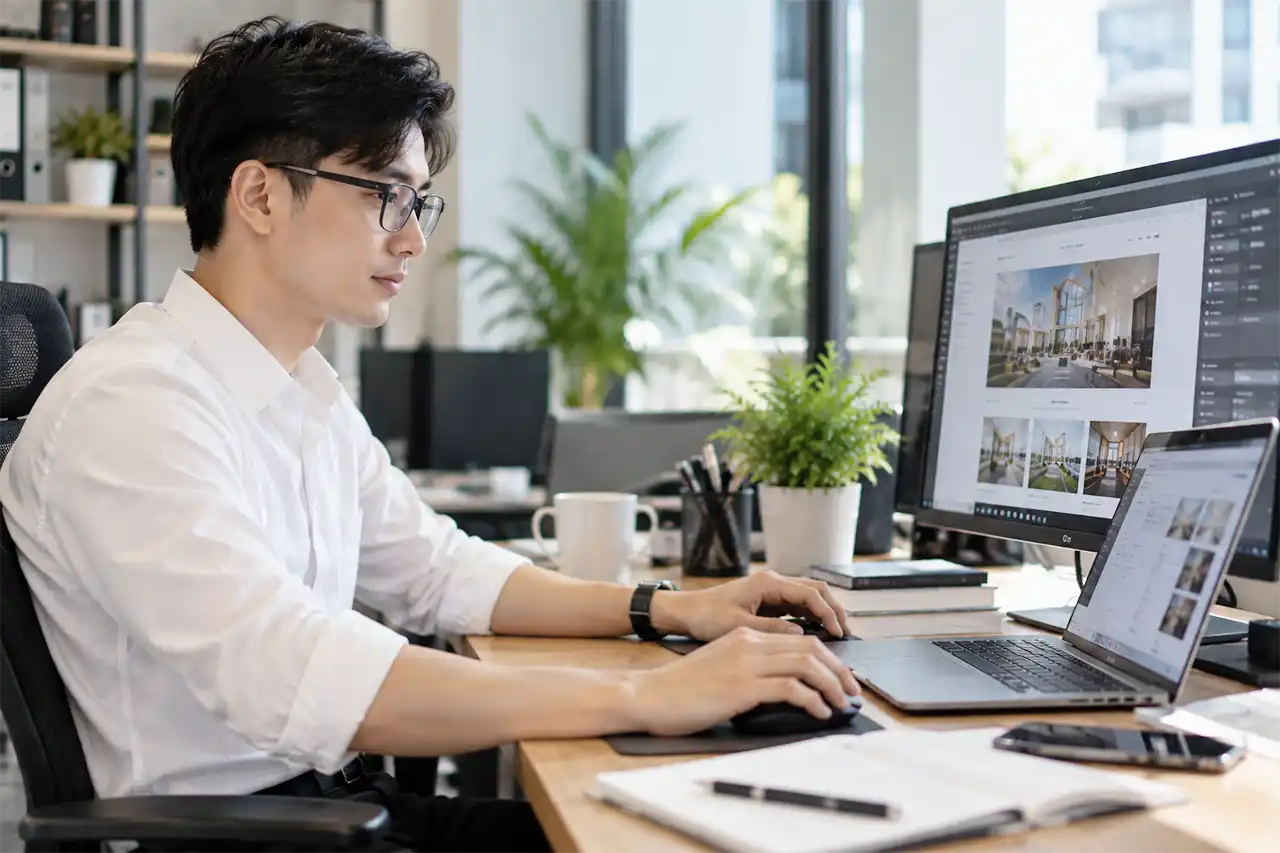 Nhân viên thiết kế website tại văn phòng AKTEC